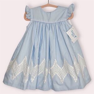 NWT Bailey Boys Float Dress light blue with white embroidery size 12 months
